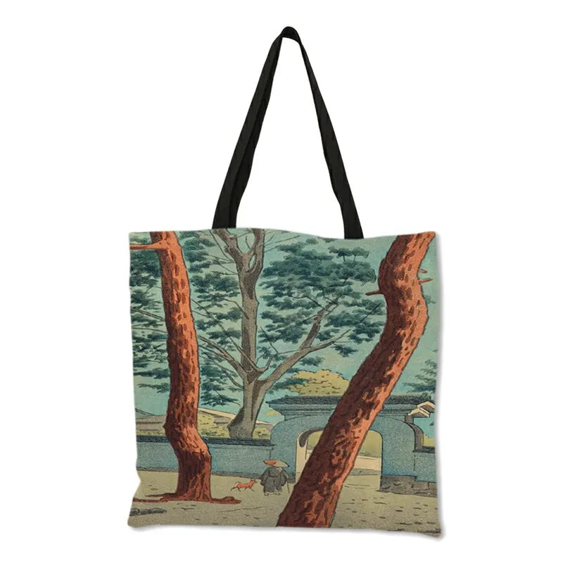 Japanische Ukiyoe-Serie, klassische Einkaufstasche mit Meereswellen-Aufdruck