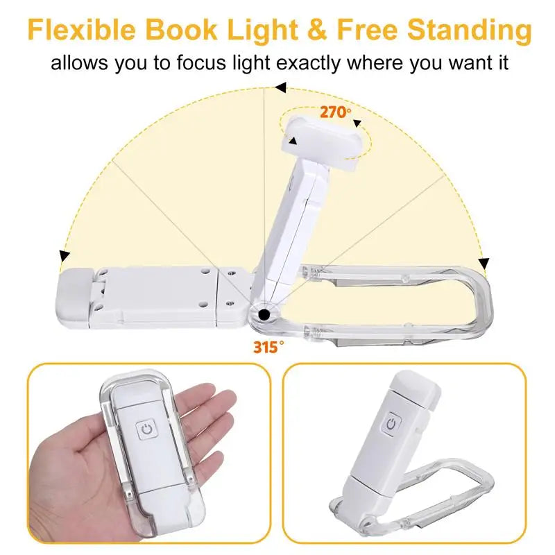 LED USB Rechargeable, Portable, Clip-on Book Light