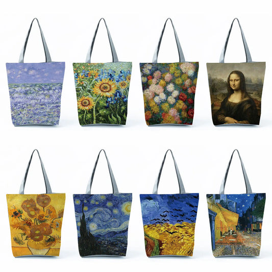 Bolso de hombro plegable con pinturas artísticas famosas de Van Gogh